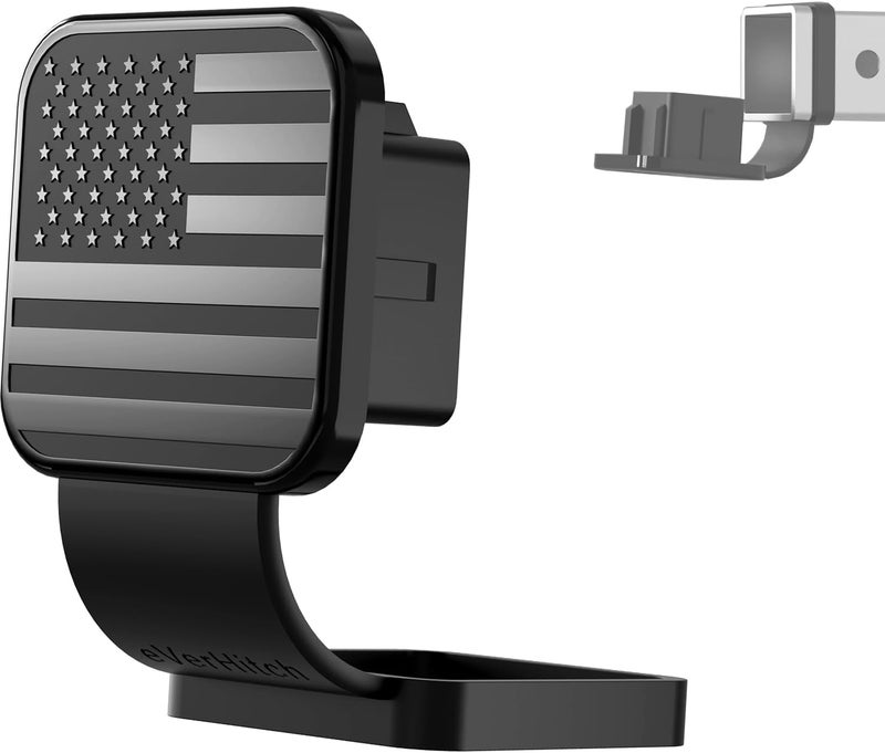 eVerHITCH American Flag Universal Trailer Hitch Cover Tube Plug Insert (Fits 2" Receiver, Black) - Image 1